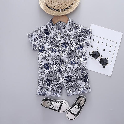 Summer children's short sleeve shirt set