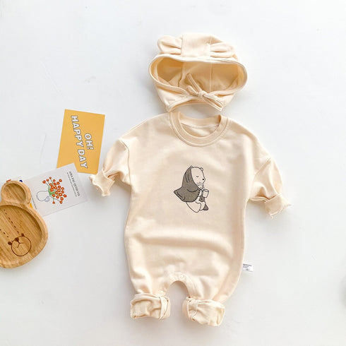 Cartoon bear fart-wrapped suit one-piece climbing suit