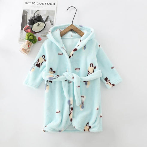 Fall/winter flannel bathrobe padded boys and girls nightgown pajamas