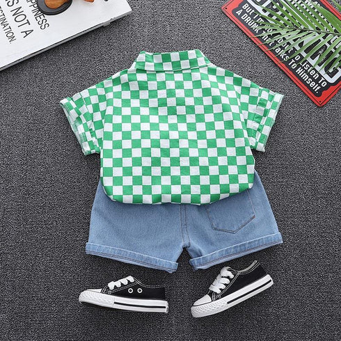 Summer children's shirt short sleeve shorts two-piece set