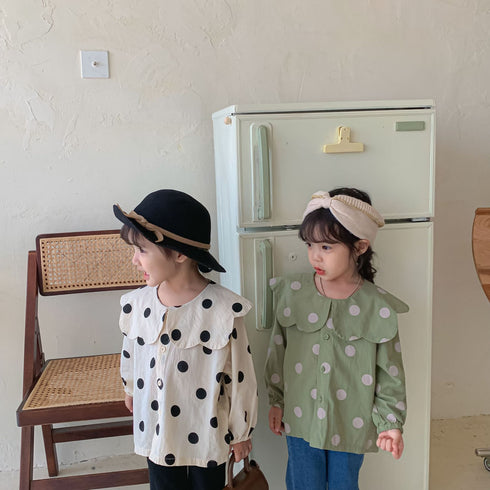 Girl's Long Sleeve Shirt Doll Collar Children's Shirt