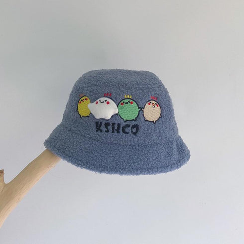 Autumn and winter lamb feather chicken pattern warm fisherman hat 17.7-18.8 inches