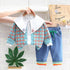Girls Spring and Autumn Cardigan Jacket Jeans Three-Piece Set