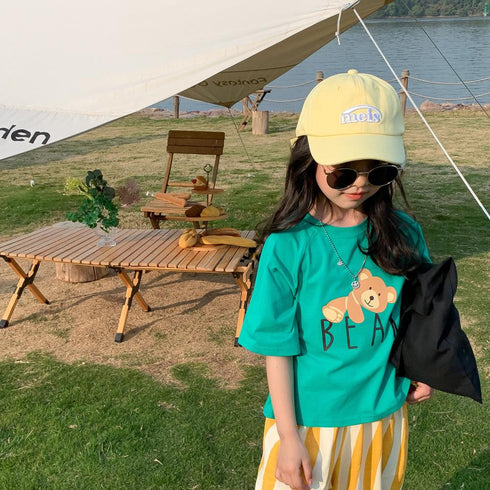 Summer cartoon bottoming shirt baby printed loose top