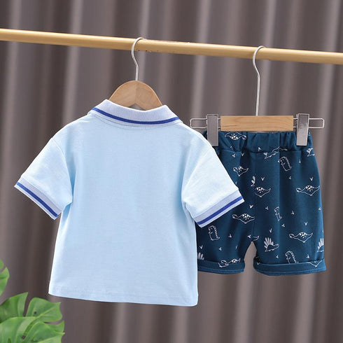 Blue Little Dinosaur Boys' Summer Suit