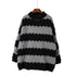 Fall and Winter Rhombus Contrast Stripe Spliced Loose Knit Sweater