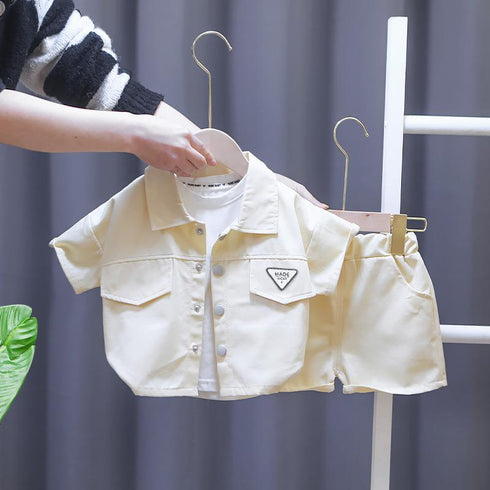 Boys' Polo Short Sleeve Suit Casual Shorts Two Piece Set