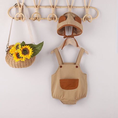 Summer condole belt baby jumpsuit solid color baby triangle halter pants sleeveless fart bag