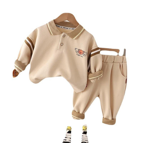 Spring and Autumn Boys' Long Sleeve Suit Two-Piece Set