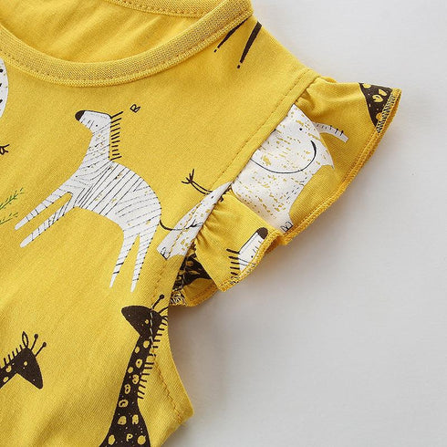 Summer girls cartoon giraffe dress