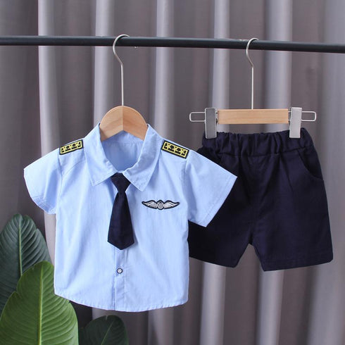 Boys short sleeve suit two-piece set