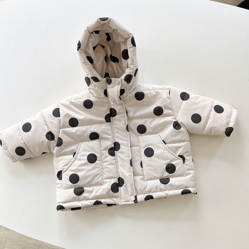 Children's cotton-padded jacket padded hooded polka dot cotton-padded clothes baby polka dot coat