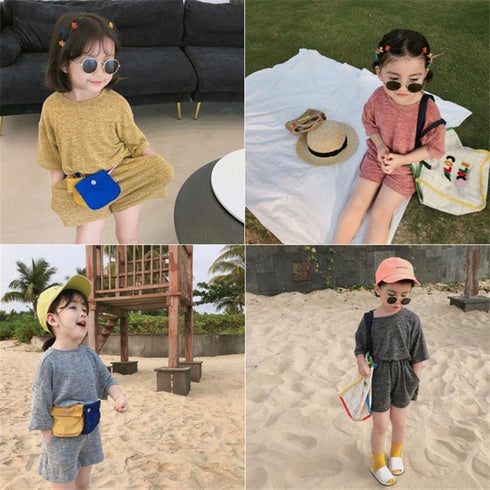Girls Summer Silky T-shirt And Shorts Set