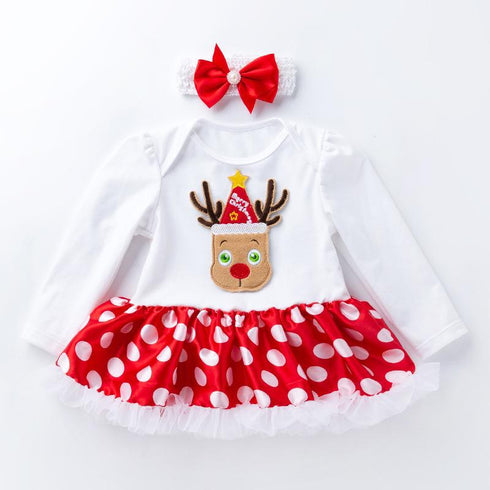 Christmas Baby Long Sleeve Ha Dress Jacket Climbing Dress Infant Festival Suit