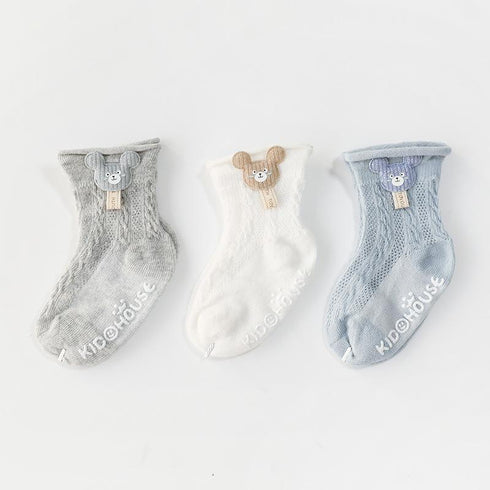 Children's Breathable Mesh Non Slip Socks (three Pairs)