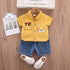 Children's Letter Pocket Shirt Jeans Set
