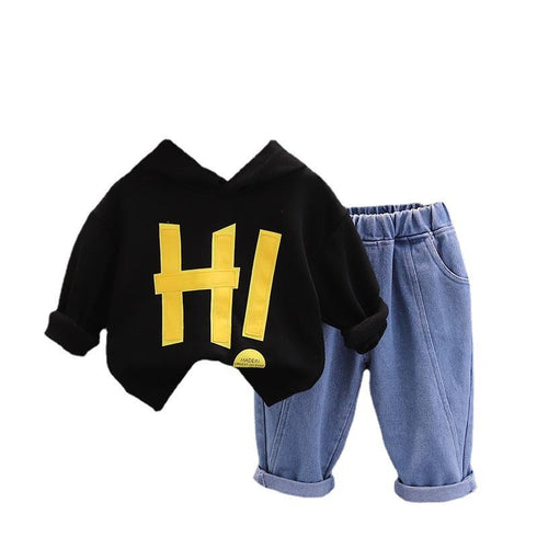 Spring and Autumn Children's Hoodie Two-Piece Set