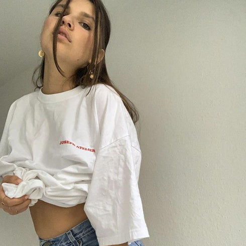 Summer Alphabet Print Short Sleeve T-shirt For Couples