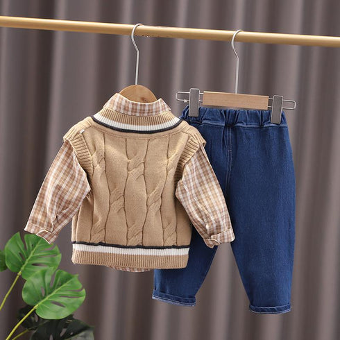 Boys spring and autumn long sleeve three-piece suit