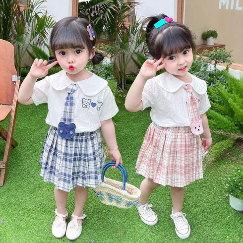 Summer Girls' College Style Short Sleeved Suit