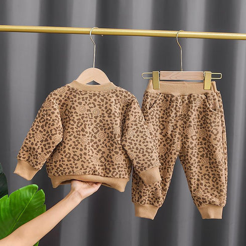 Boys plus velvet winter vests warm pants two-piece set