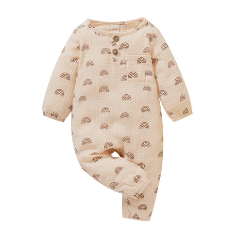 Fall newborn baby print long sleeve jumpsuit