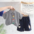 Handsome Lapel Shirt Short Sleeve Suit Casual Shorts Two-piece Set