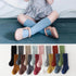 Multicolor children's socks double needle vertical stripes middle stockings baby socks solid color sports socks
