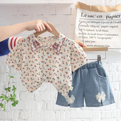 Lapel Shirt AOP Short Sleeve Suit