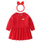 Children's autumn and winter season wool dress with hairpin cotton princess skirt