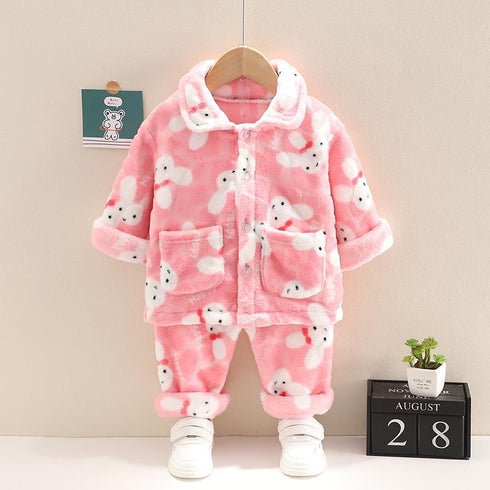 Autumn and winter children's home clothes pajamas two-piece set