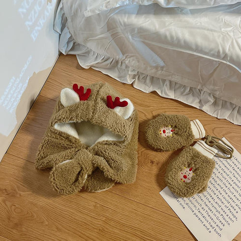 Autumn and winter Christmas children's hat scarf one glove set Circumference 19.7-20.5inch