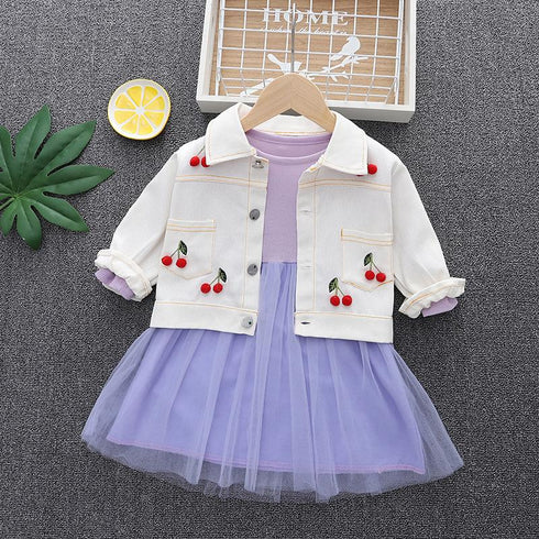 Full Body Doll Coat Long Sleeve Suit Baby Girl Round Neck Dress Two-piece Set