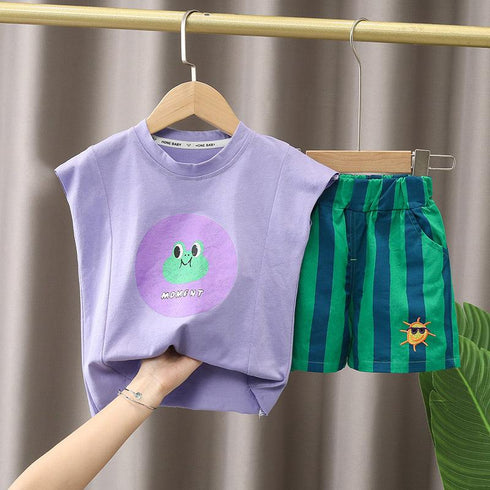 Camisole Suit Vest Thin Children Sleeveless Two Piece Set