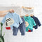 Dog Lapel Shirt Long Sleeve Suit Boy Baby Casual Denim Pants Two Piece Set