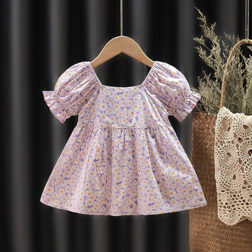 Baby Girl Short Sleeve Princess Dress Girl Floral Dress Summer New