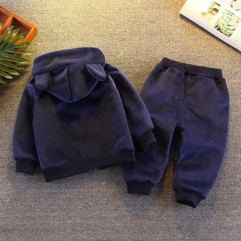 Boys winter velvet suit two-piece set