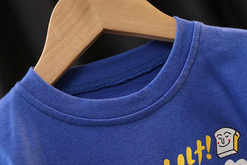 Boys summer short sleeve t-shirt casual pants two-piece set