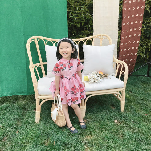 Girl's Summer Dress Waist Flower Princess Dress