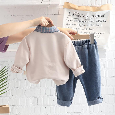 Spring and Autumn Boys Long Sleeve Set Two-Piece Set