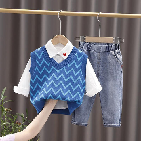 Spring and Autumn Children's Sweater Set of Three