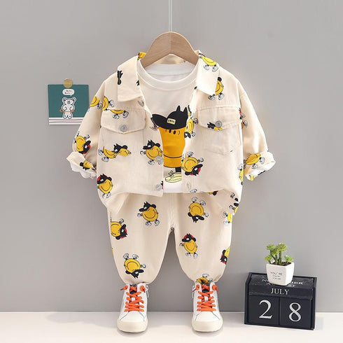 Children's long sleeve set spring and autumn three-piece set