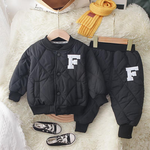 Winter boys long sleeve suit two-piece set
