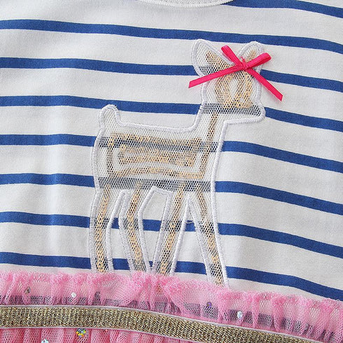 Summer New Girl Dress Children's Stitching Mesh Short Sleeve Dress