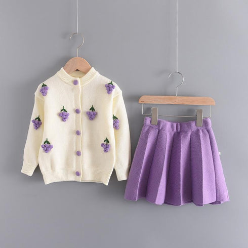 Children's sweater skirt cardigan fall/winter two-piece sweater