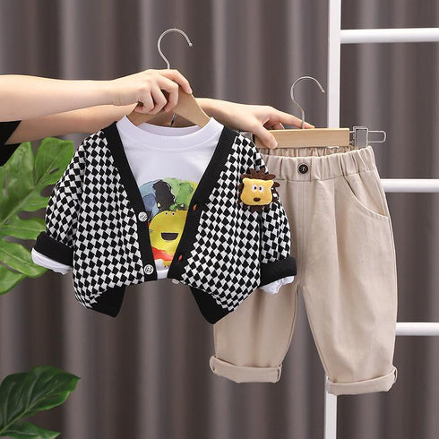 Boy's Plaid Cardigan Jacket Set of Three