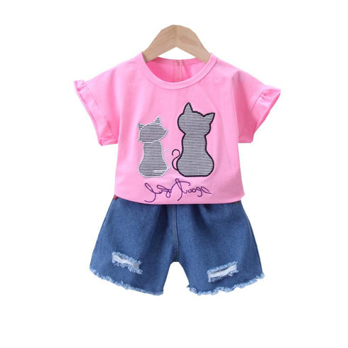Girl's Short-Sleeve Jeans Set