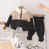 Autumn and winter boys plus velvet long sleeve suit two-piece set