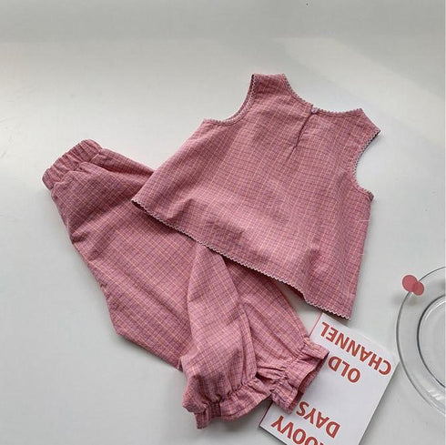 Girls Summer Plaid Suit