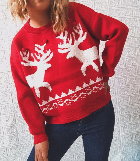Autumn and Winter Elk Christmas Sweater